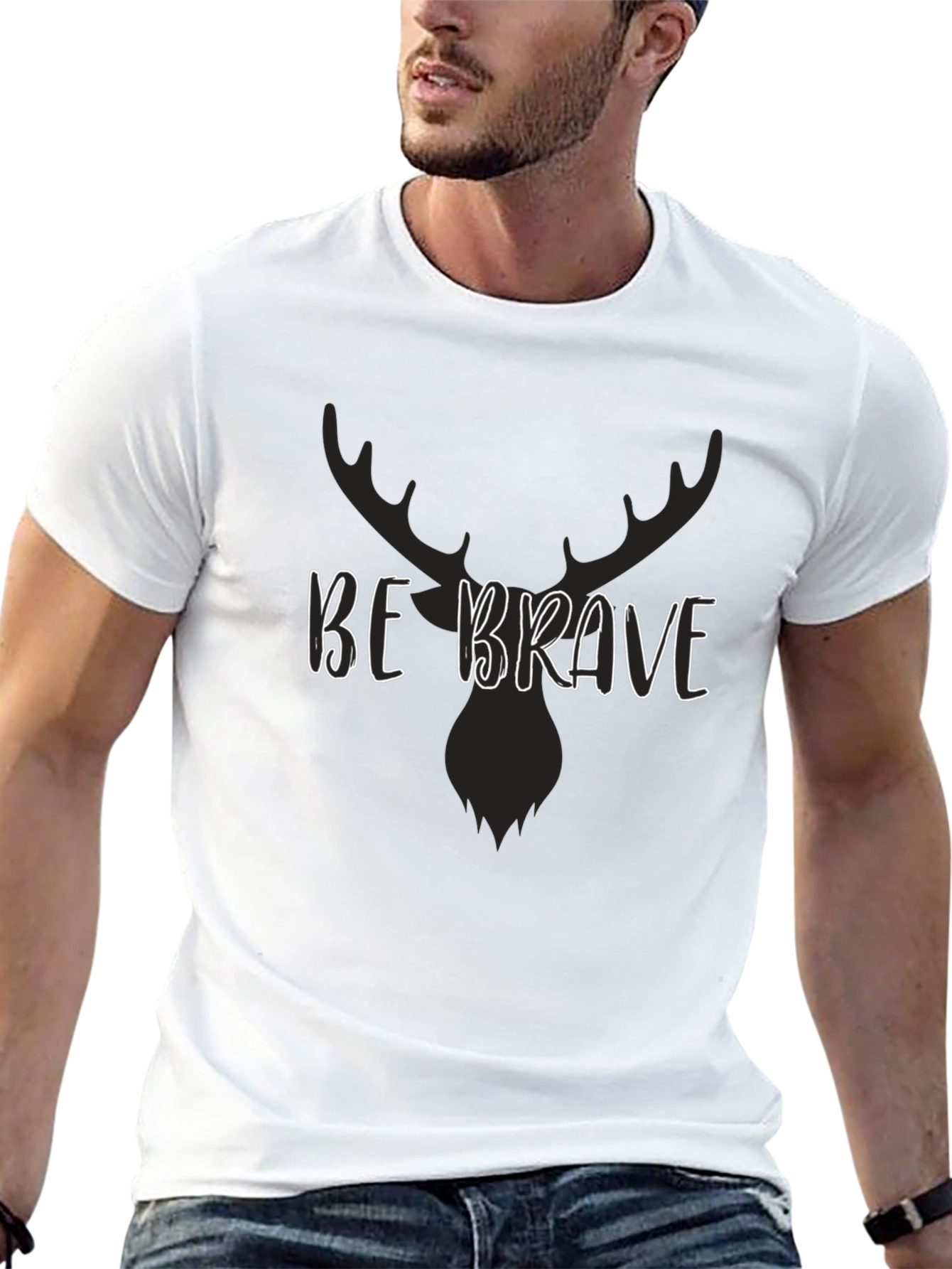 Be Brave Moose Graphic Tee - Black Cotton T-Shirt