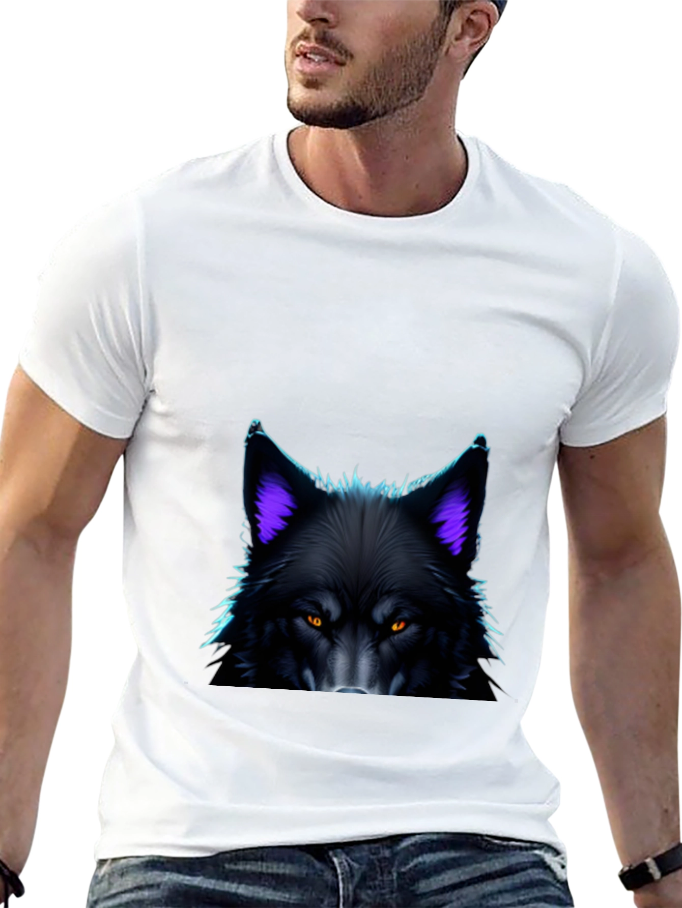 Black Wolf Graphic Tee - Bold Animal Design