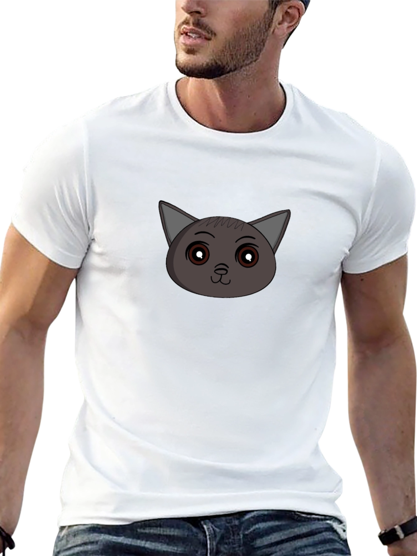Cute Cat Face Graphic T-Shirt