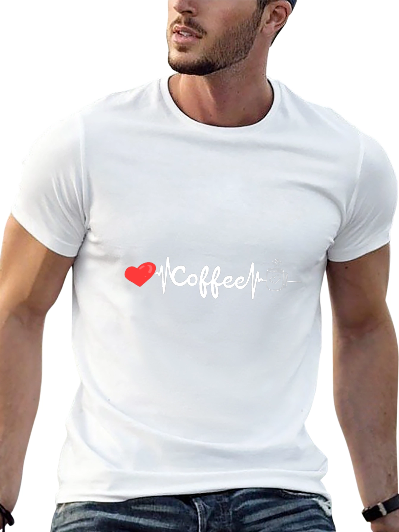 Coffee Heartbeat Graphic Tee - Black T-Shirt