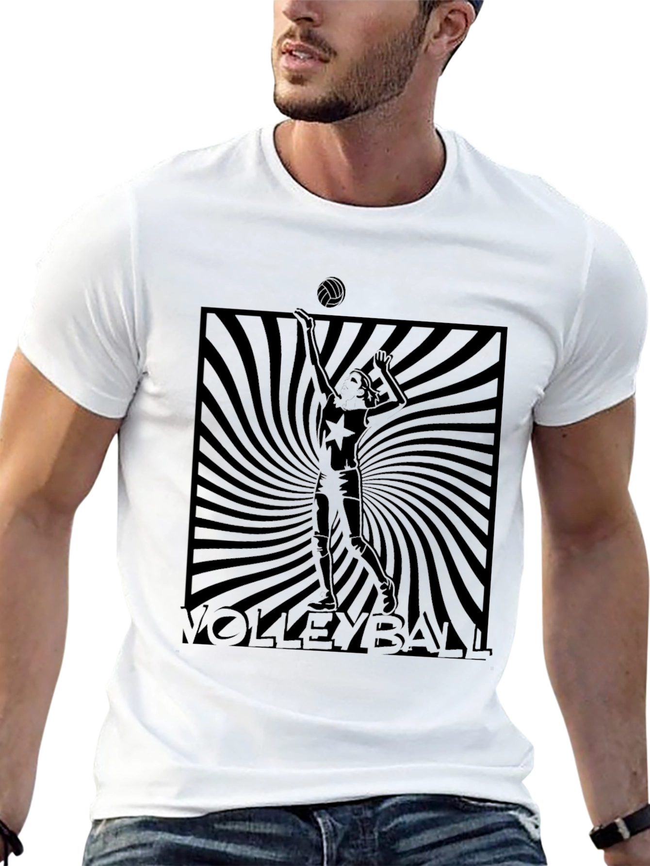 Volleyball Graphic Tee - Black Cotton T-Shirt