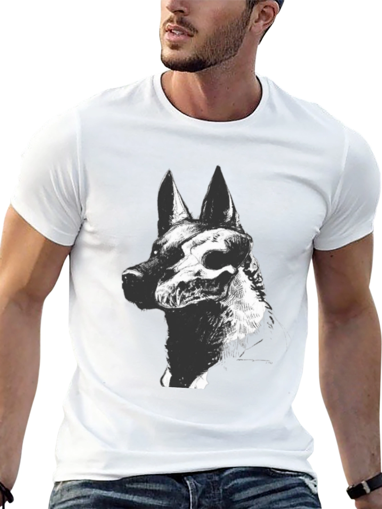 Dog Skull Graphic Black T-Shirt