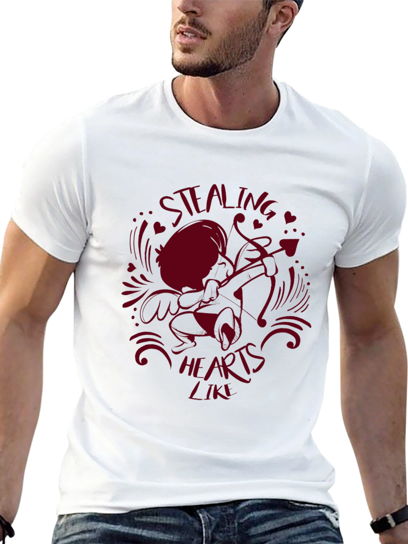 Stealing Hearts Cupid Graphic Tee - Valentines Day Shirt