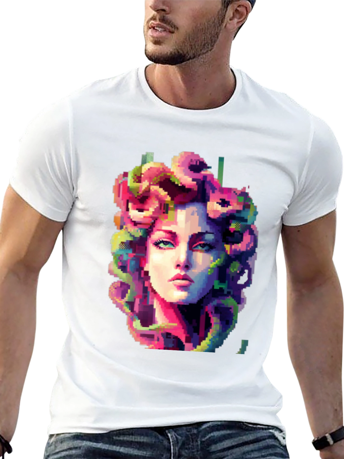 Medusa Pixel Art Graphic Tee