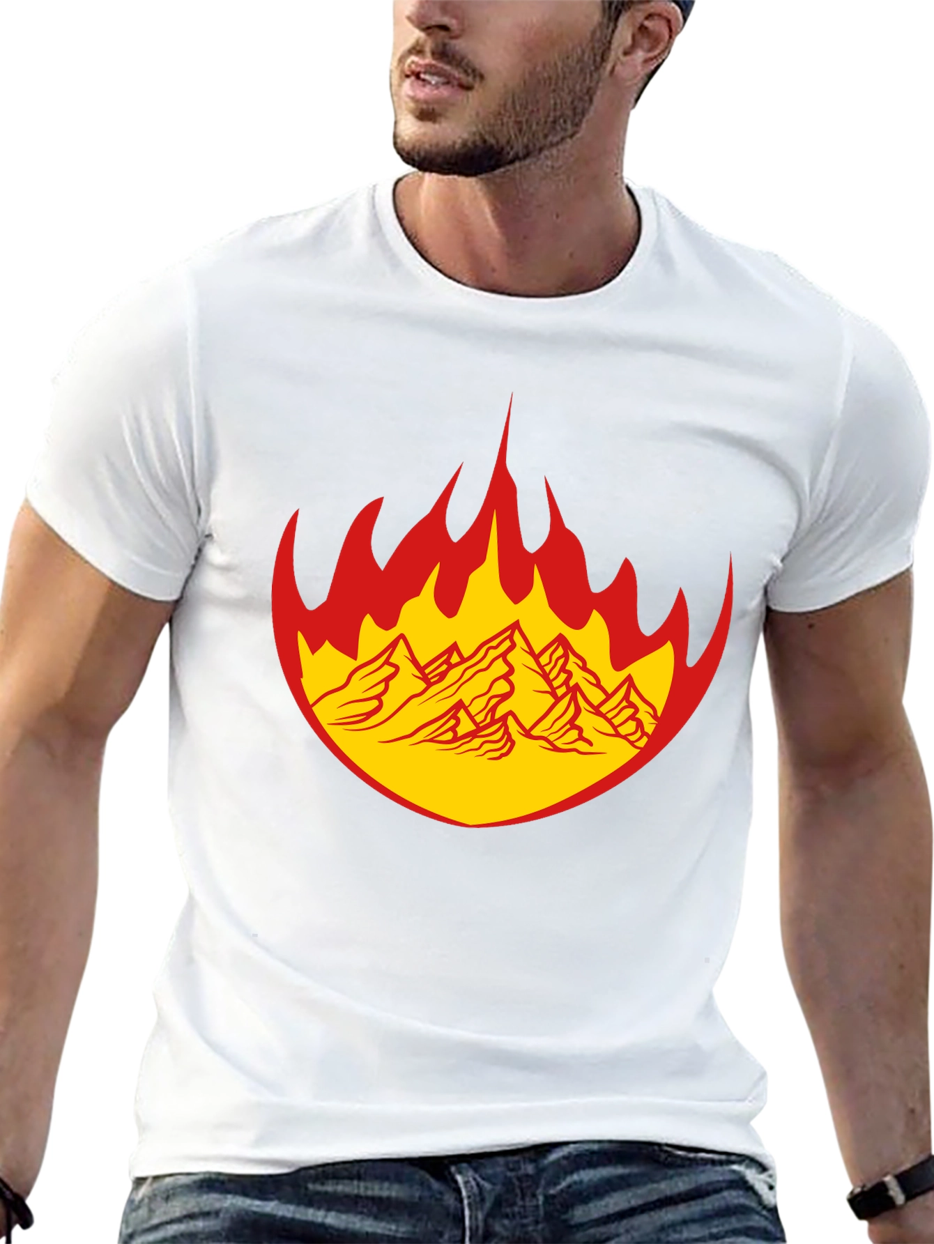 Fiery Mountain Graphic Tee - Bold Black T-Shirt