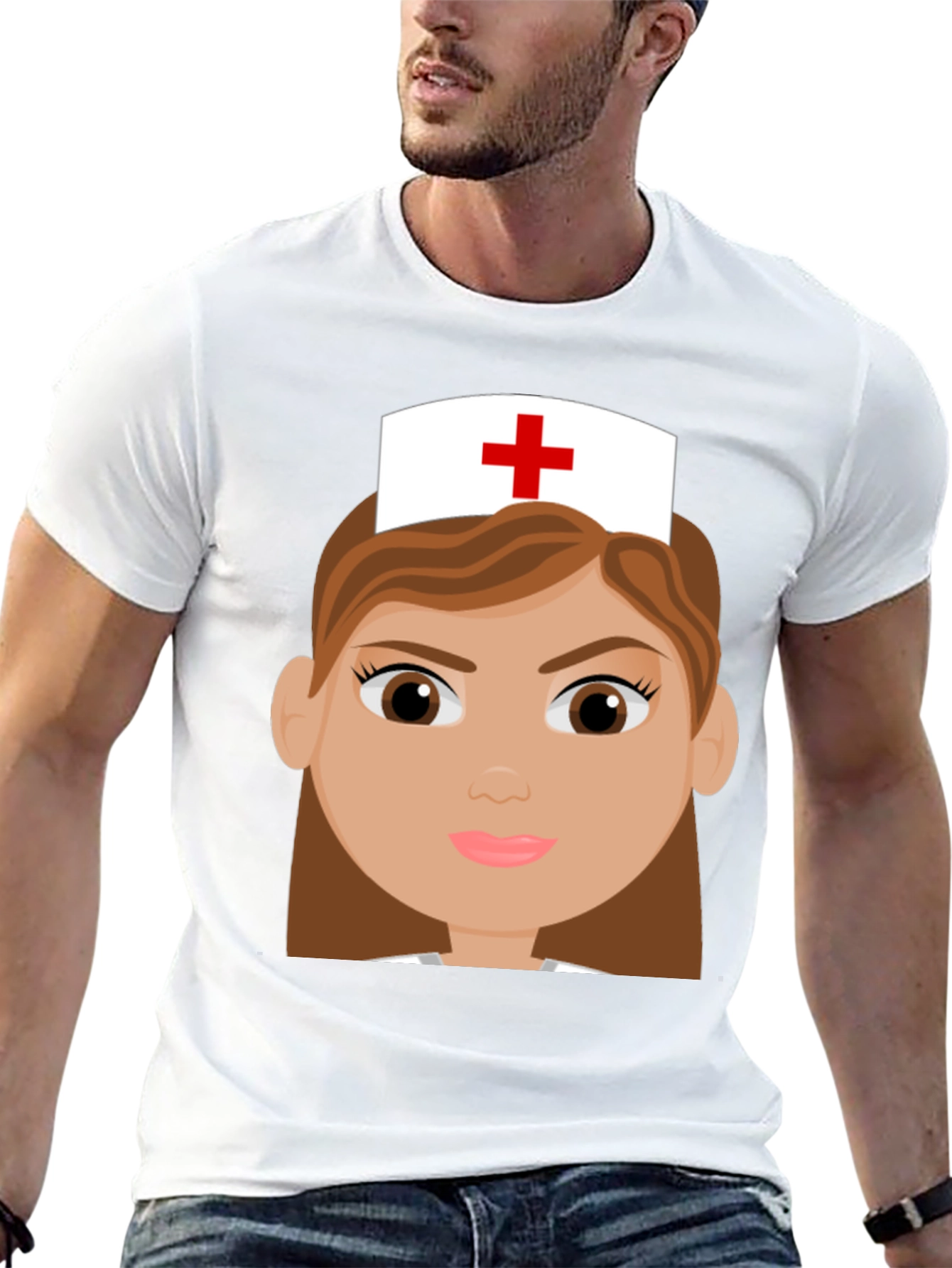 Cartoon Nurse Graphic Tee - Black T-Shirt
