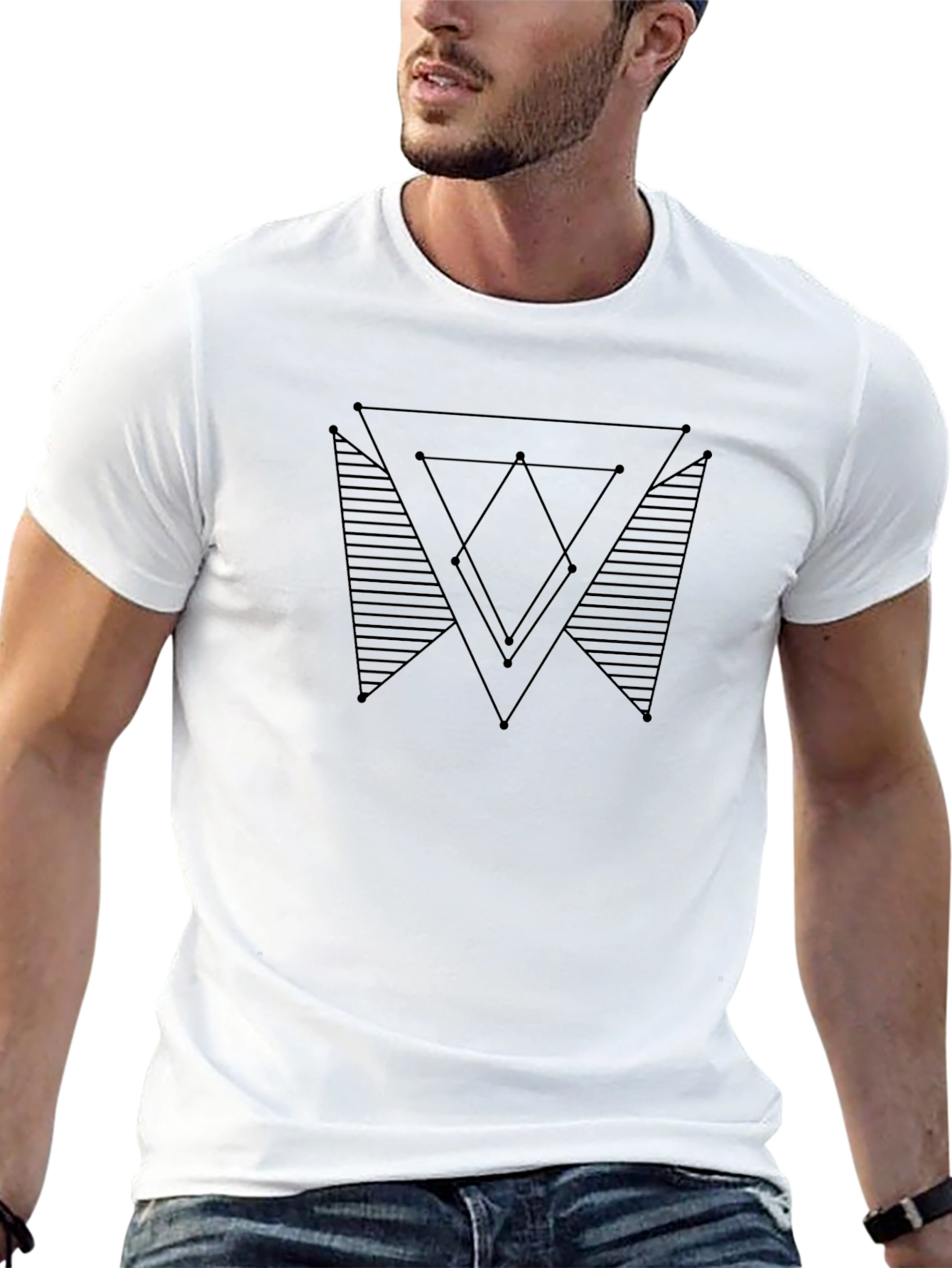 Geometric Triangle Graphic Print Black Tee