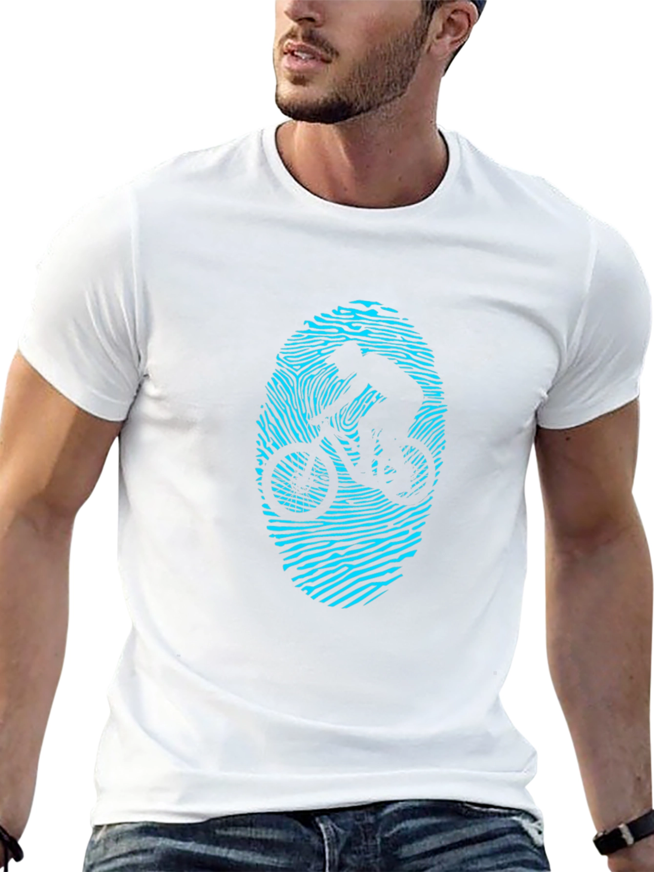 Mountain Bike Fingerprint Graphic T-Shirt