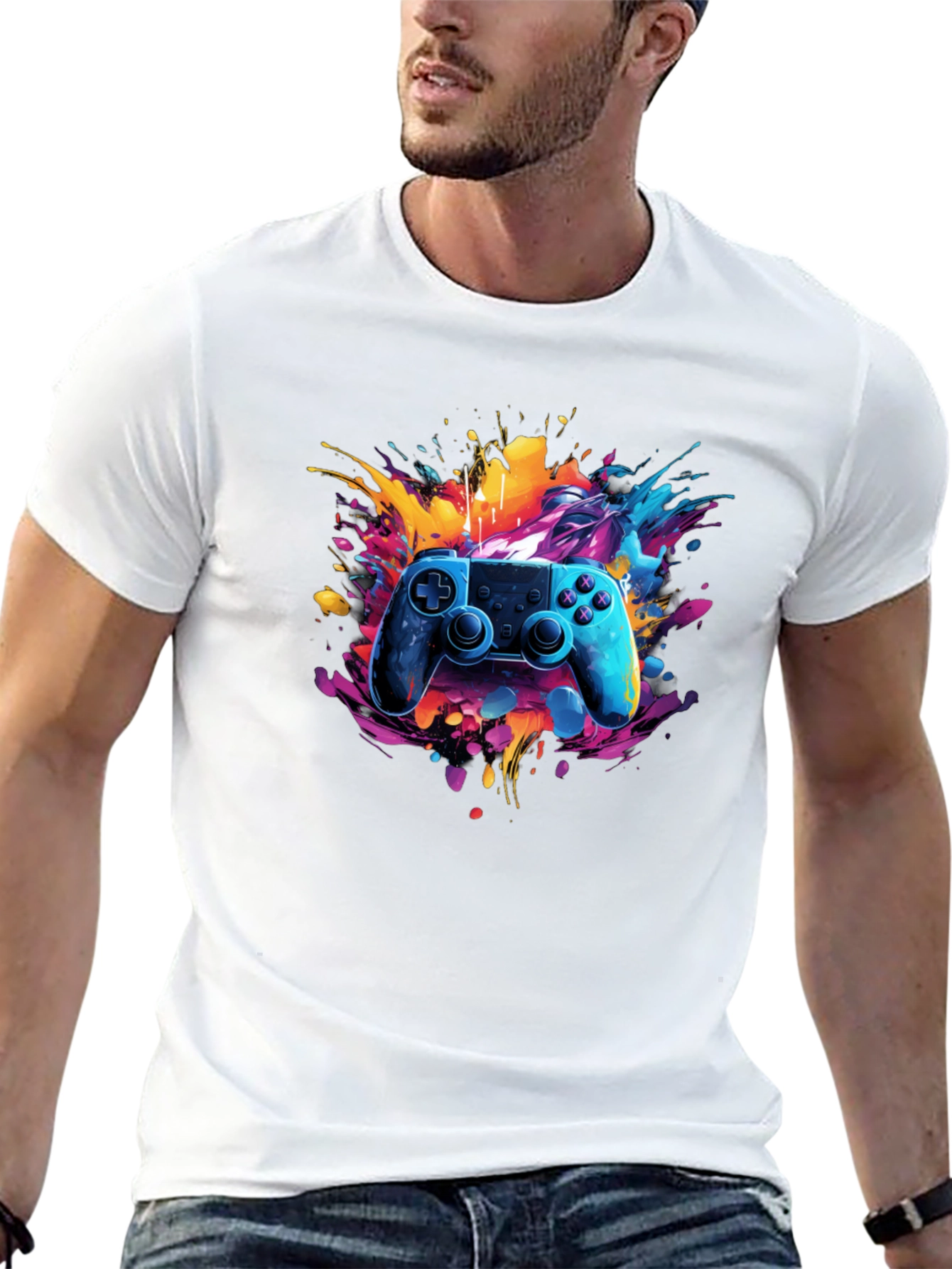 Vibrant Gamer T-Shirt - Joystick Design