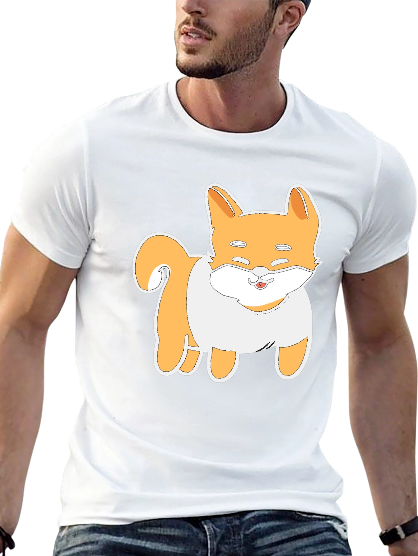 Cute Shiba Inu Dog Graphic Tee - Black T-Shirt
