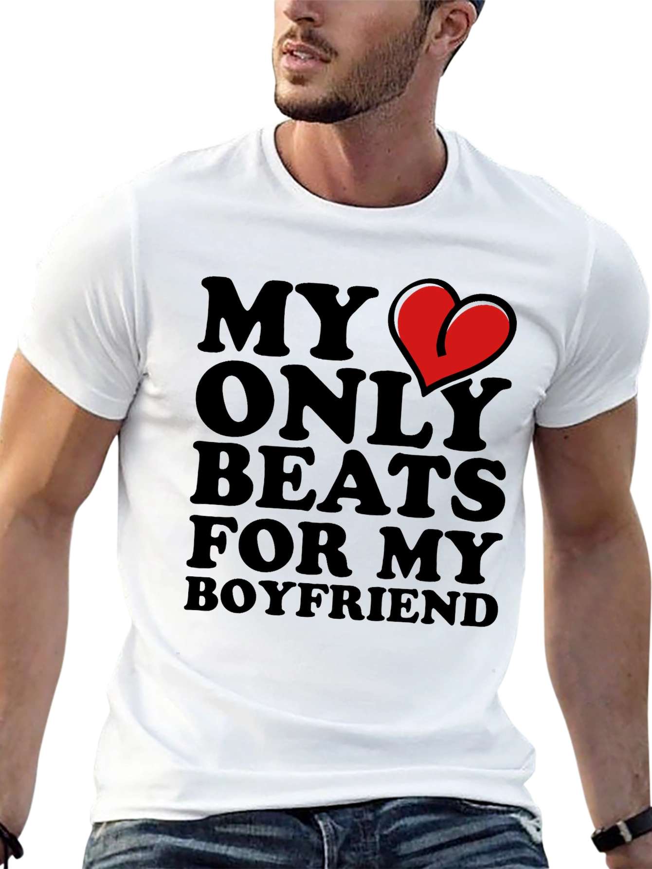 My Heart Beats for My Boyfriend Black T-Shirt