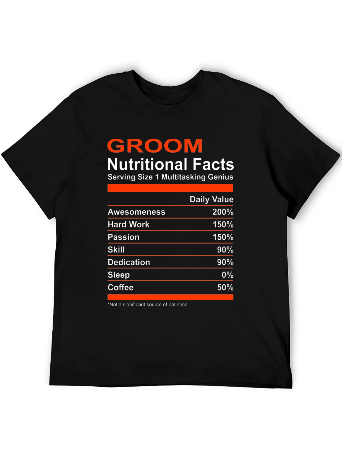 Groom Nutritional Facts T-Shirt - Multitasking Genius