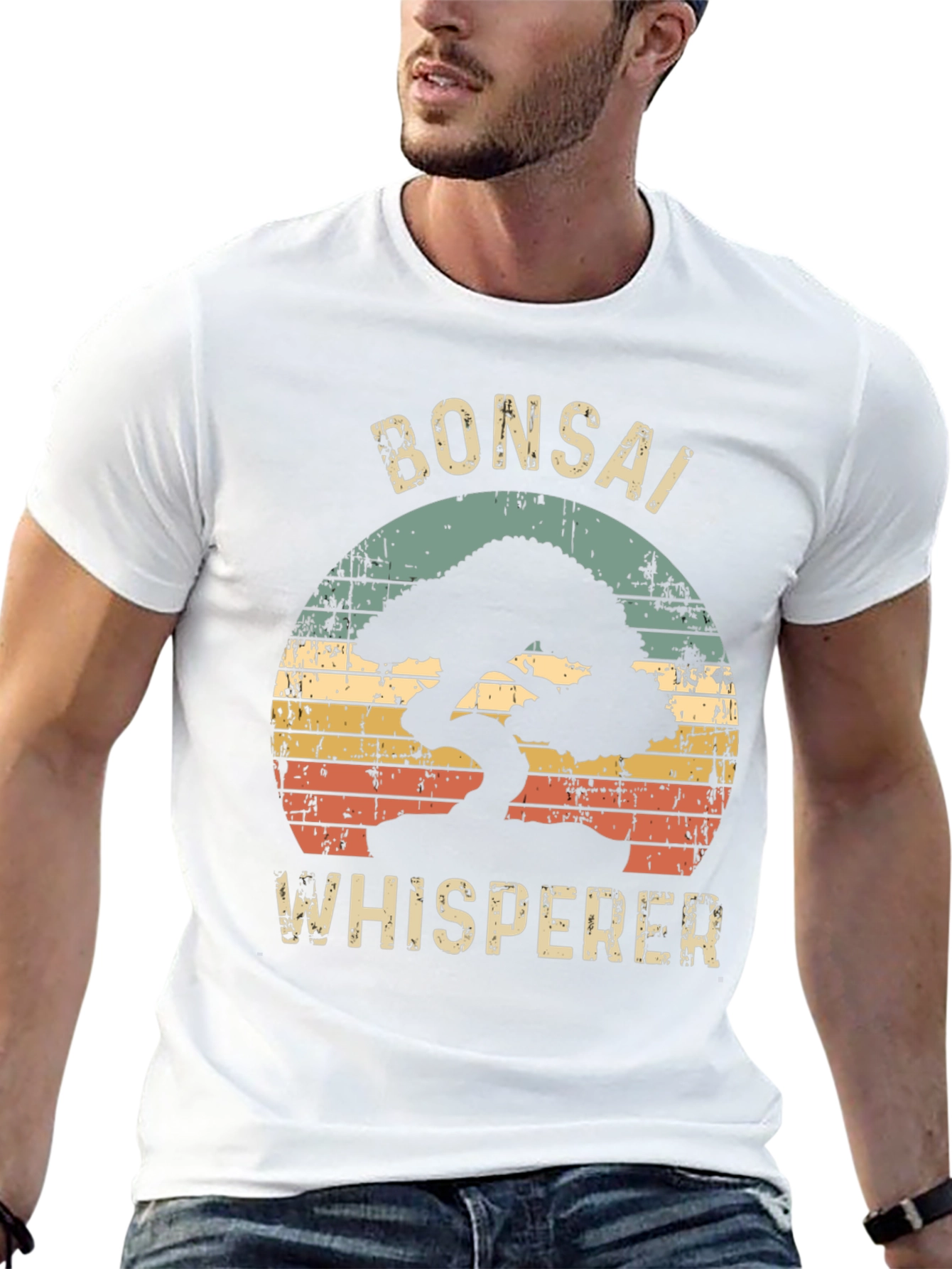 Bonsai Whisperer Graphic Tee - Retro Sunset Design