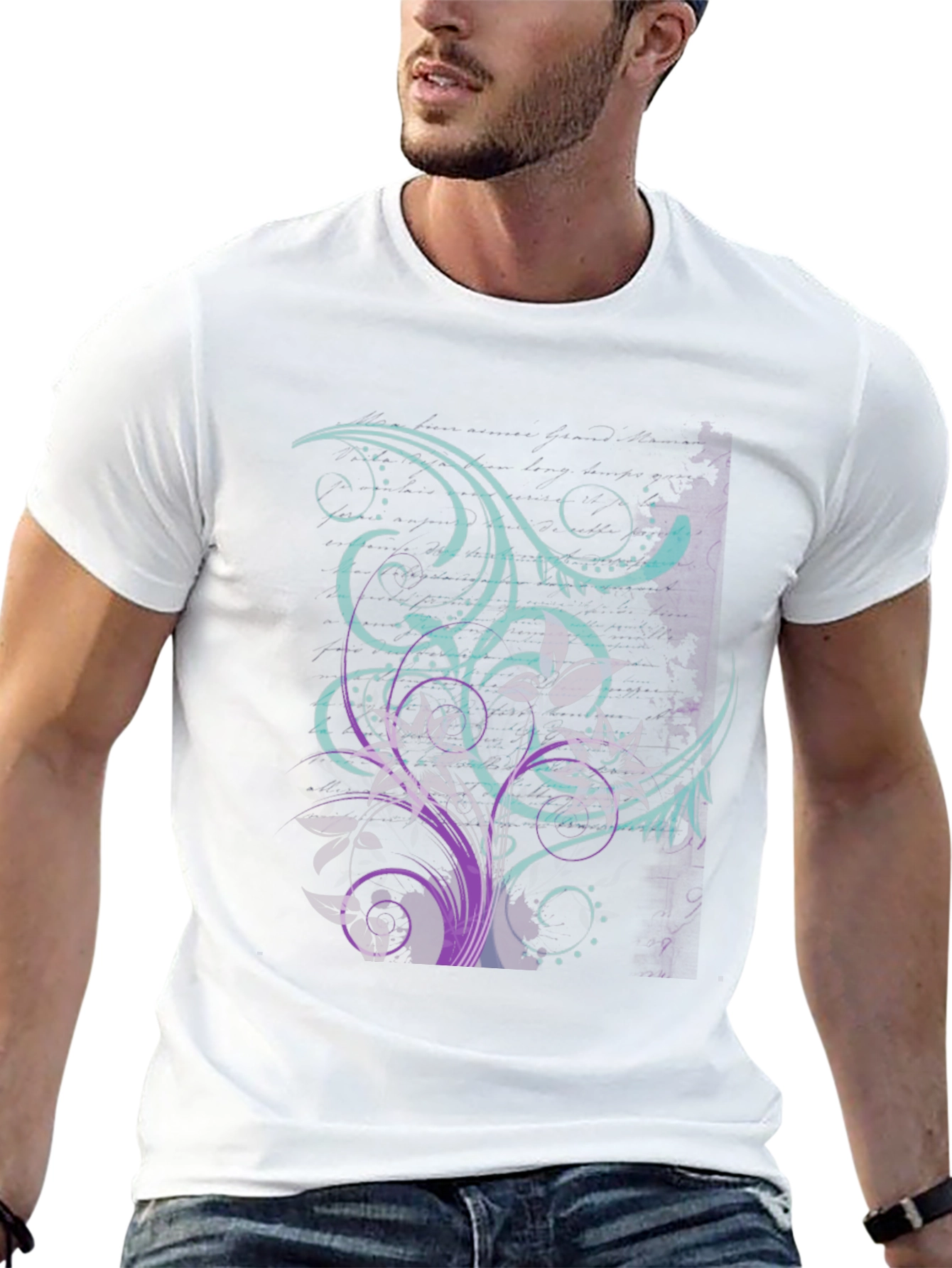 Floral Swirl Graphic Tee - Black