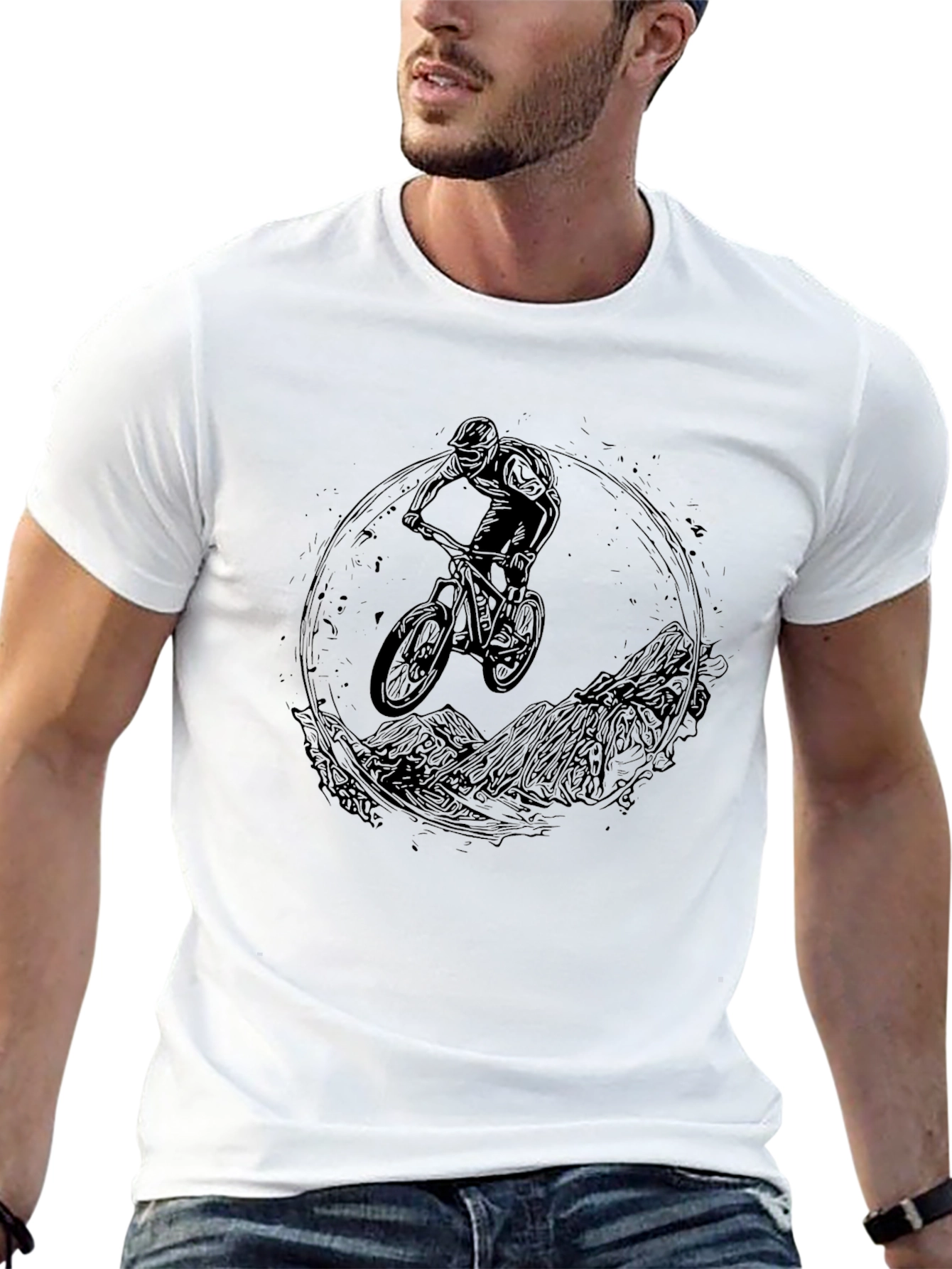 Mountain Bike Rider Graphic Tee - Black