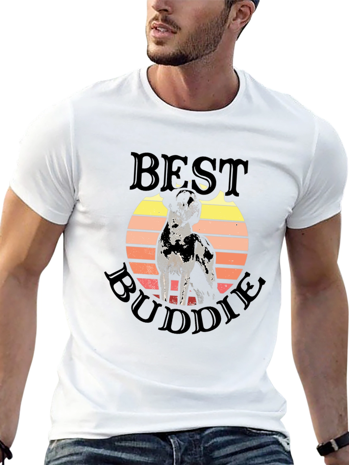 Best Buddie Dog Graphic Tee - Unisex Black T-Shirt