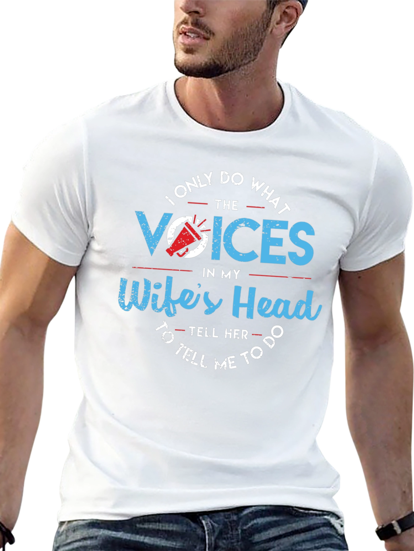 Husbands Wife Voices Novelty Graphic Tee