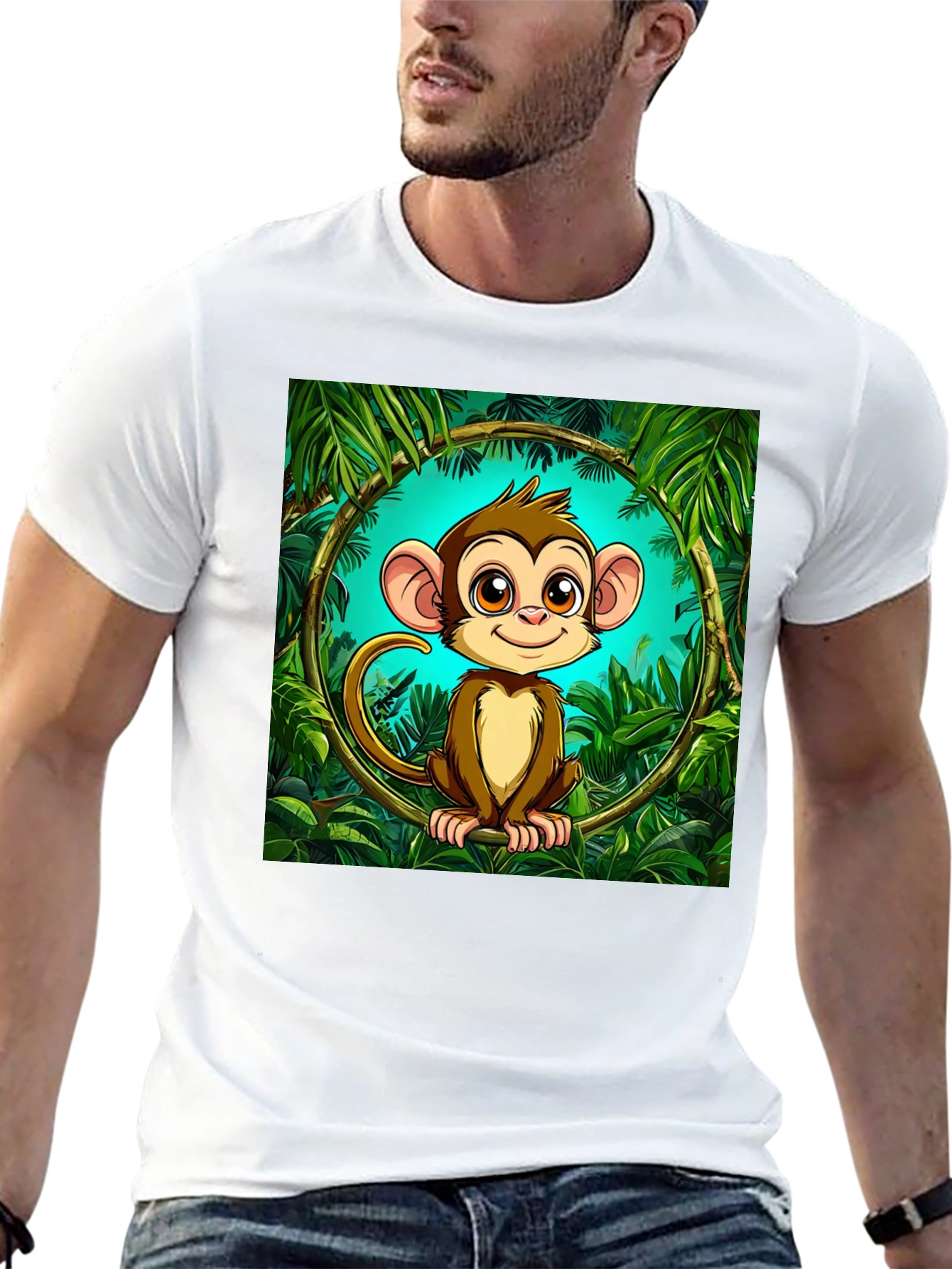 Jungle Monkey Graphic T-Shirt - Fun Cartoon Design