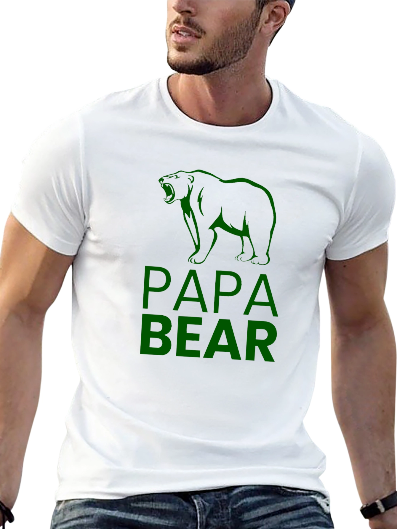 Papa Bear Graphic Tee - Black Cotton T-Shirt