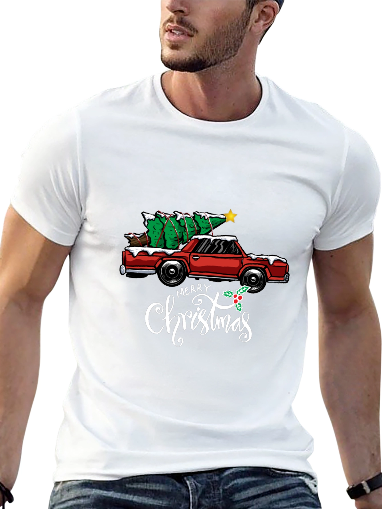 Merry Christmas Truck T-Shirt Holiday Tee