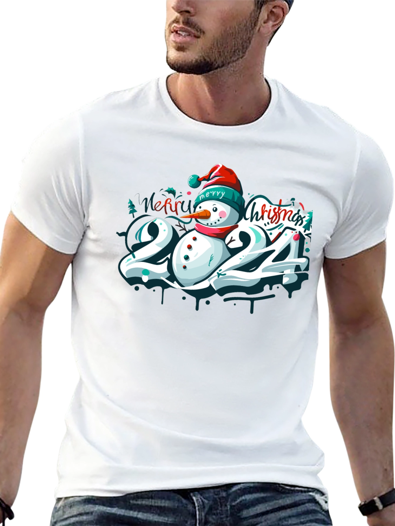 Festive 2024 Snowman Christmas T-Shirt