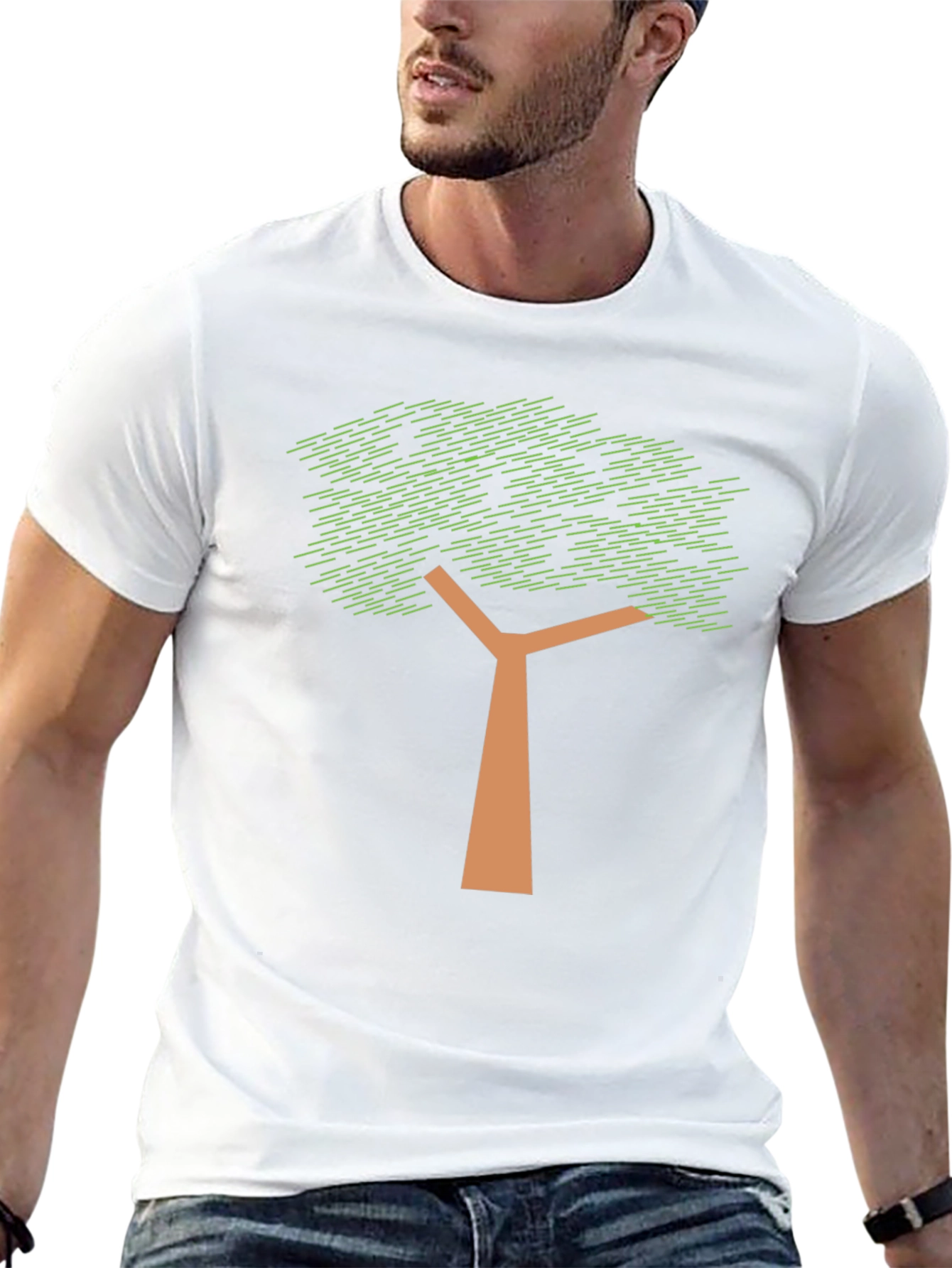 Geometric Tree Graphic Print T-Shirt - Black