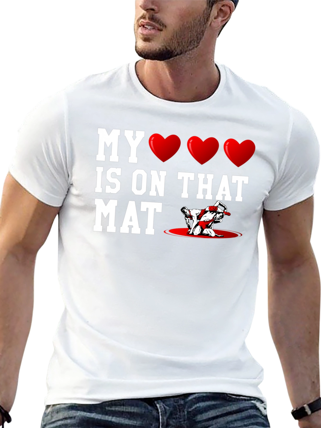 My Heart Is On That Mat Wrestling Graphic Tee