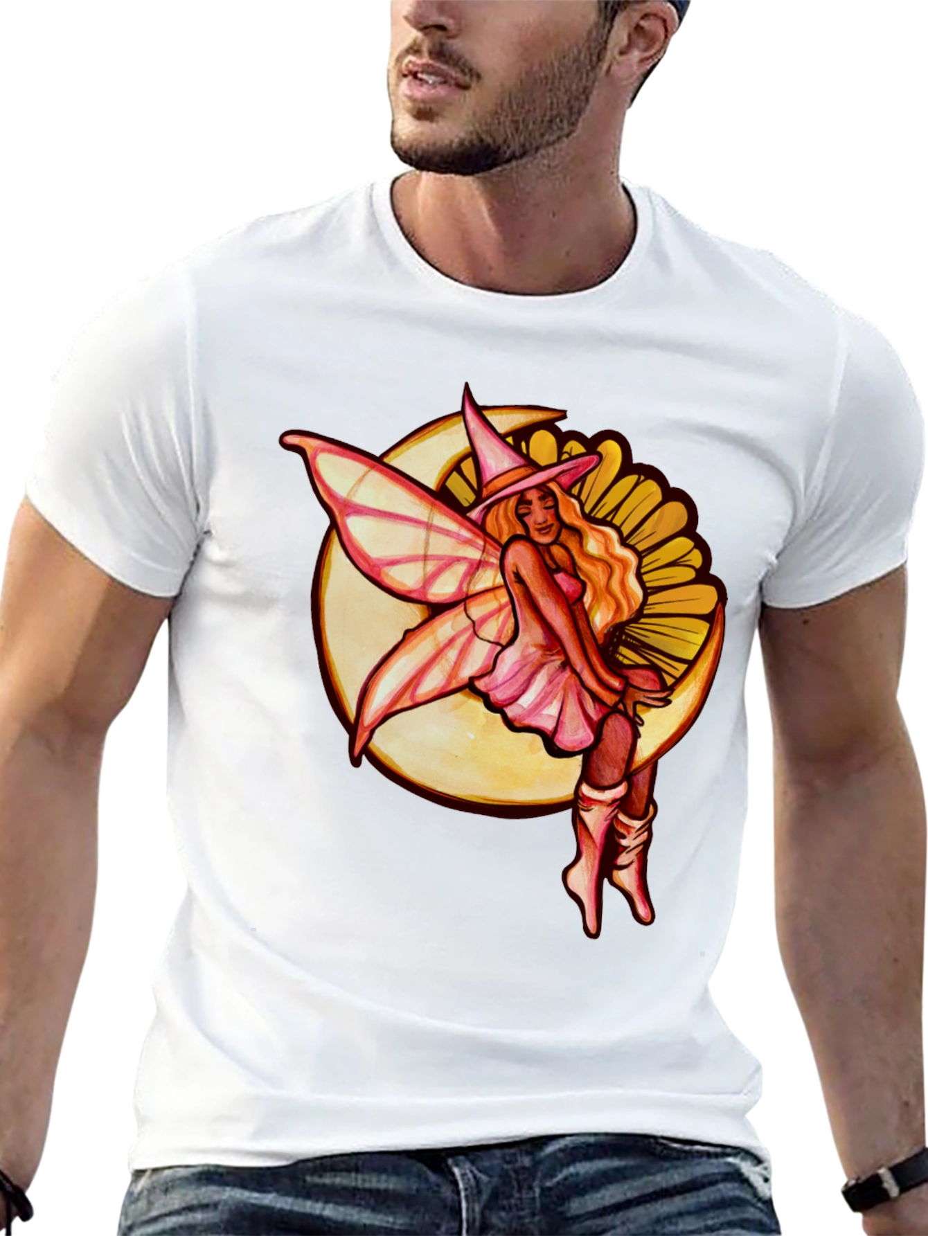 Fairy on the Moon T-Shirt - Unique Graphic Tee