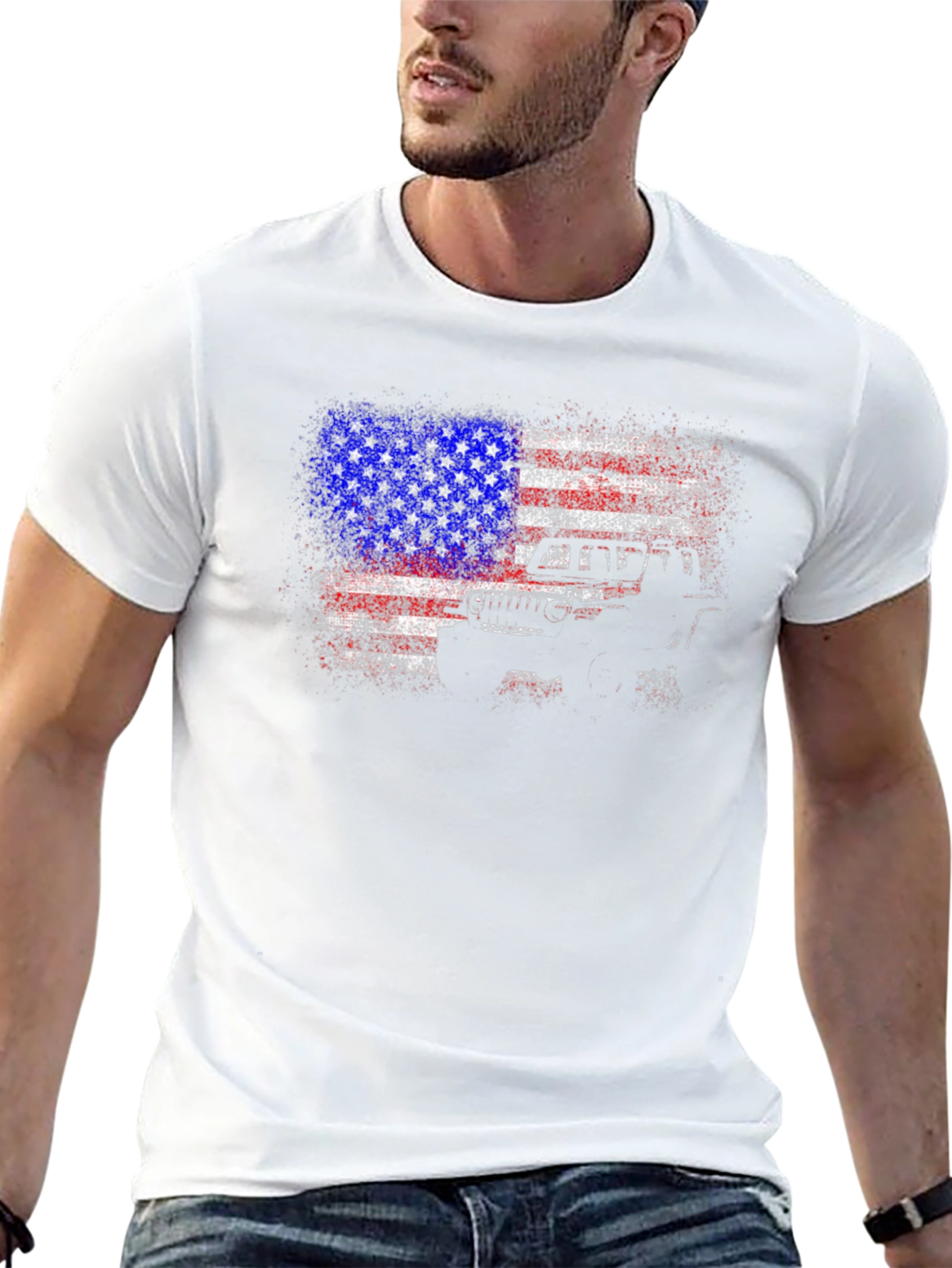 American Flag Jeep T-Shirt - Patriotic Graphic Tee