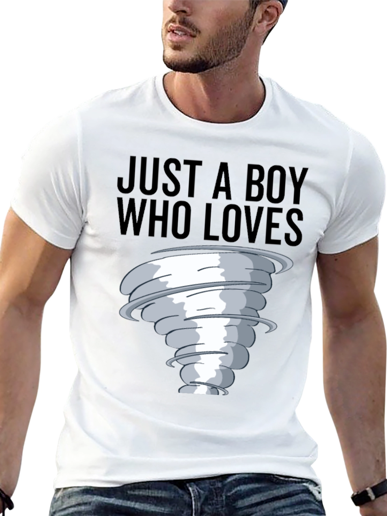 Boy Who Loves Tornado T-Shirt Black Cotton Tee