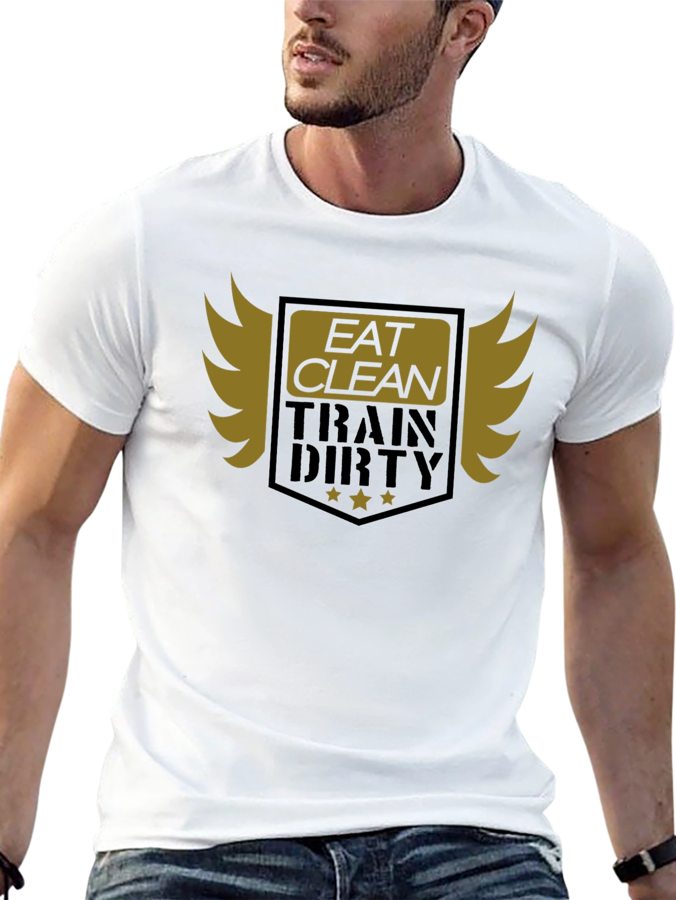 Eat Clean Train Dirty Black Graphic T-Shirt