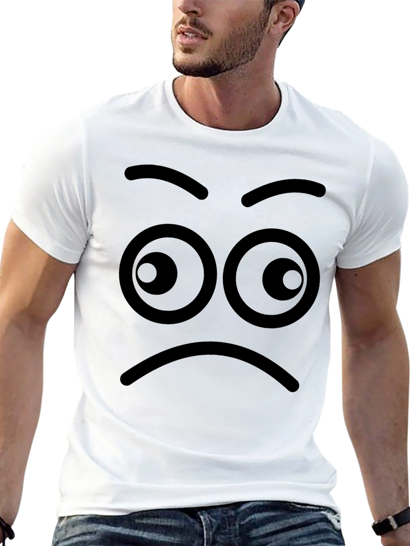 Expressive Face Black T-Shirt - Mens Unique Graphic Tee
