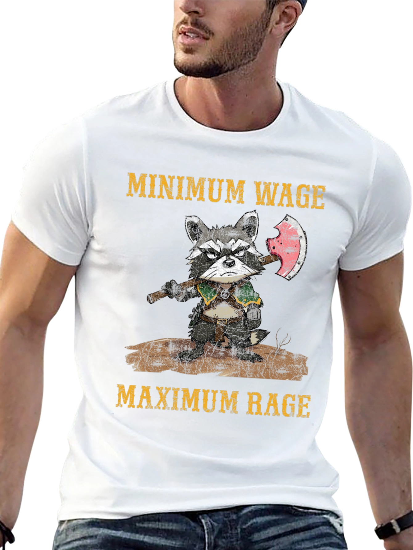 Minimum Wage Maximum Rage Raccoon T-Shirt