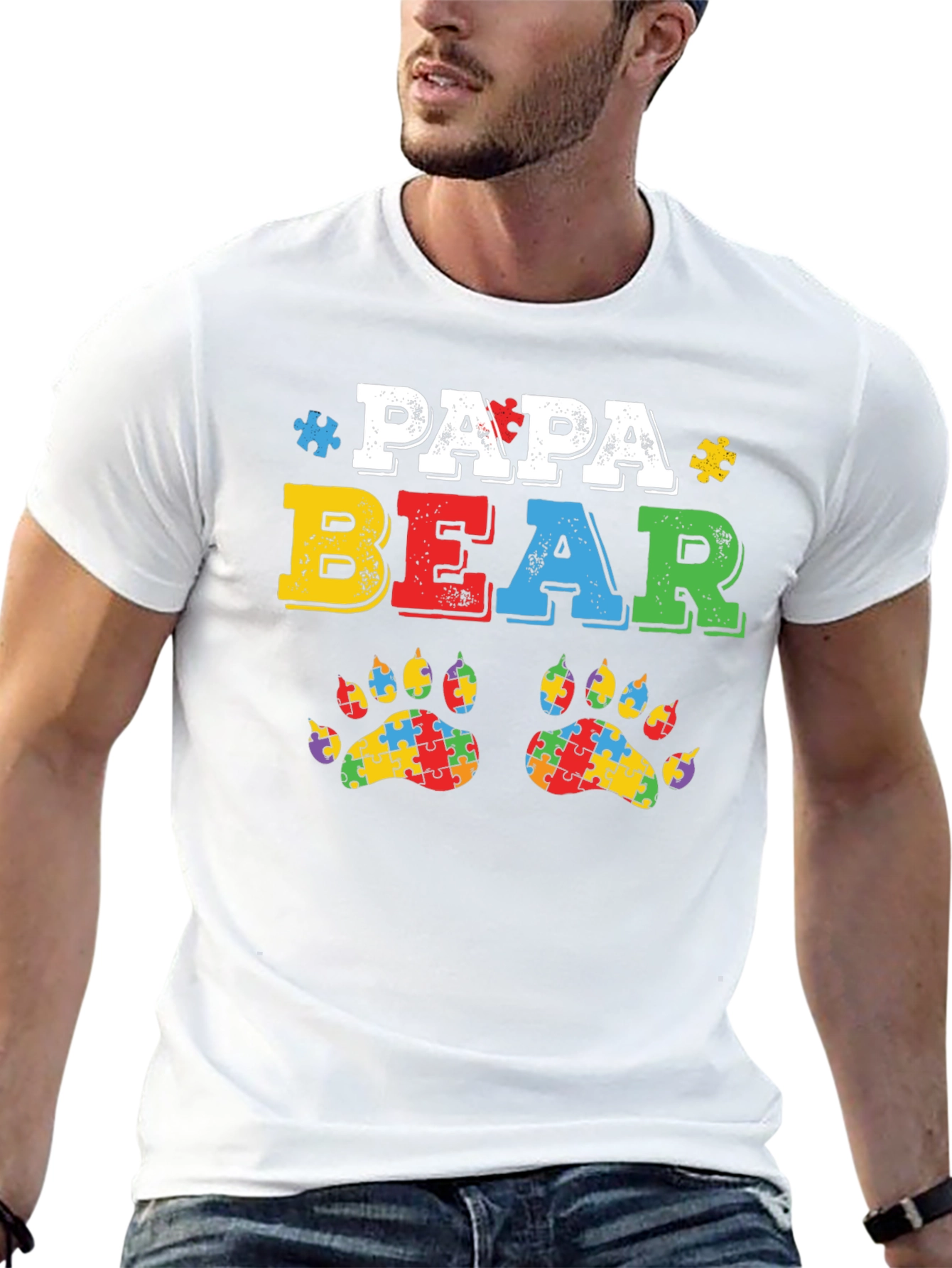 Papa Bear Autism Awareness T-Shirt