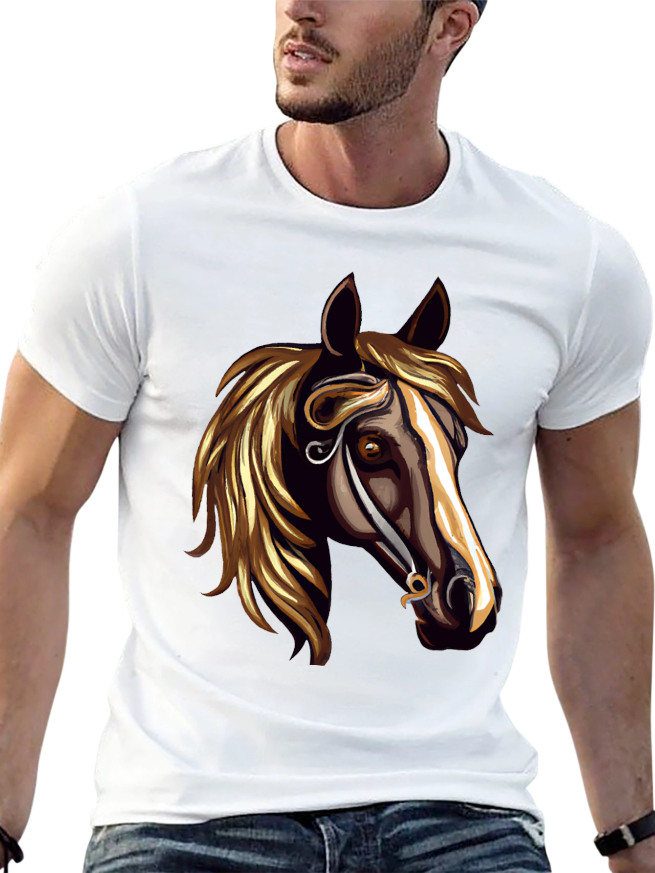 Horse Head Graphic Black T-Shirt