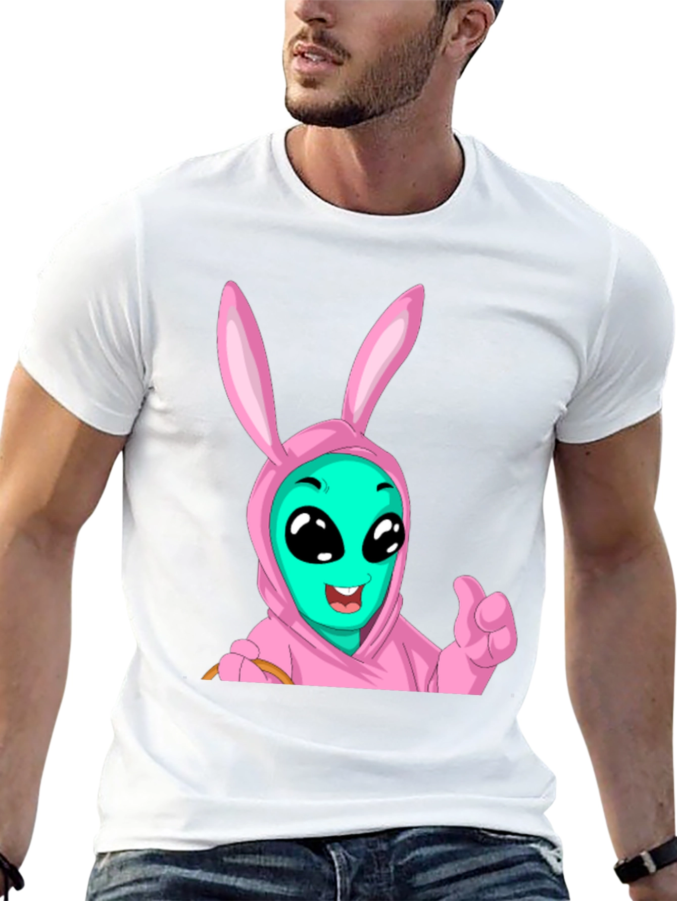 Alien Bunny Graphic T-Shirt - Funny Easter Tee