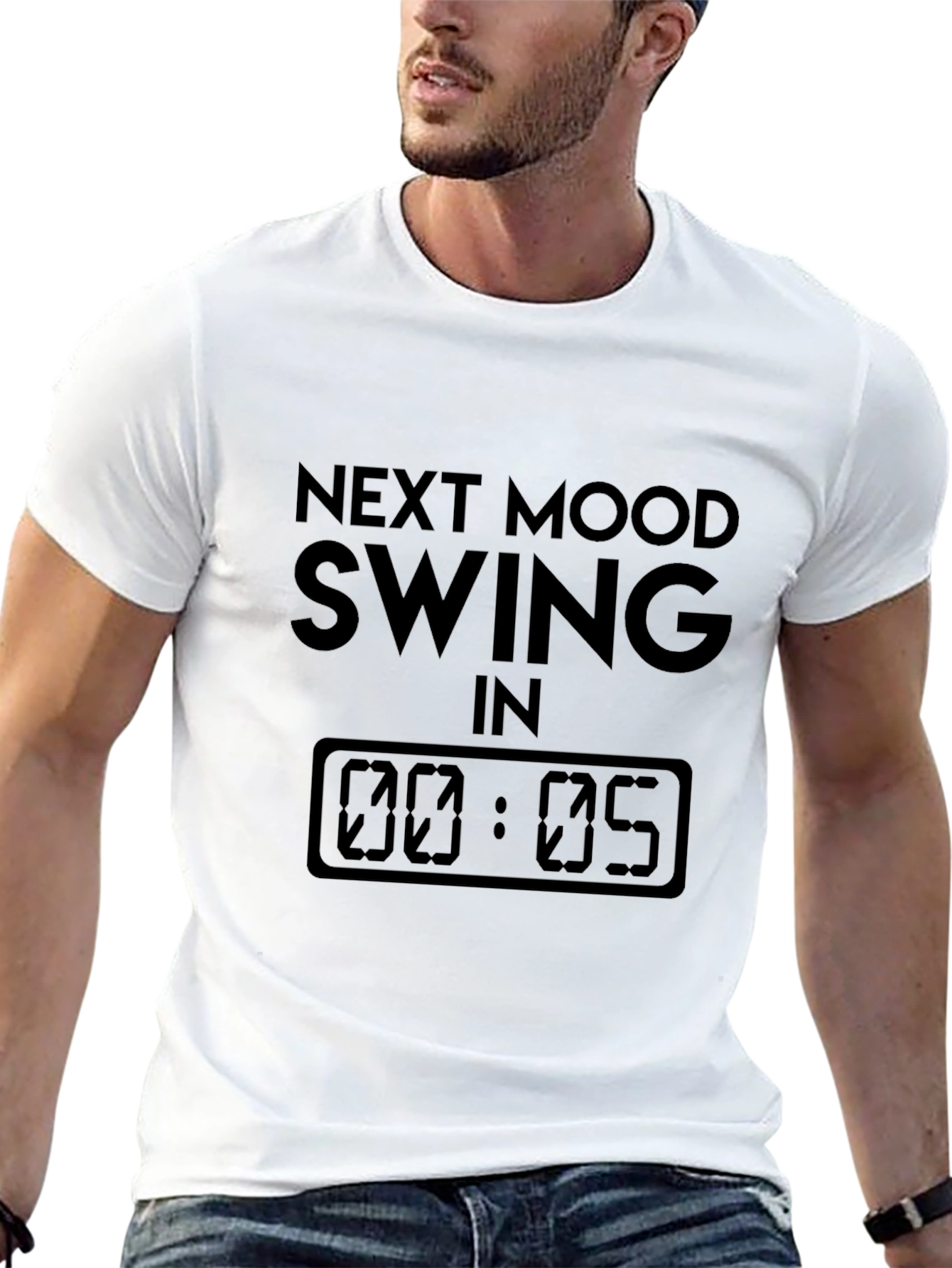 Humorous Next Mood Swing Black Graphic T-Shirt
