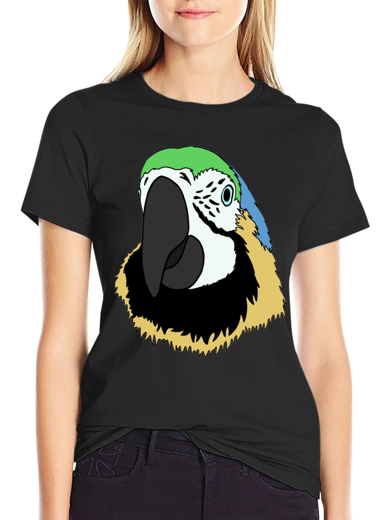 Parrot Graphic T-Shirt - Black Cotton Tee