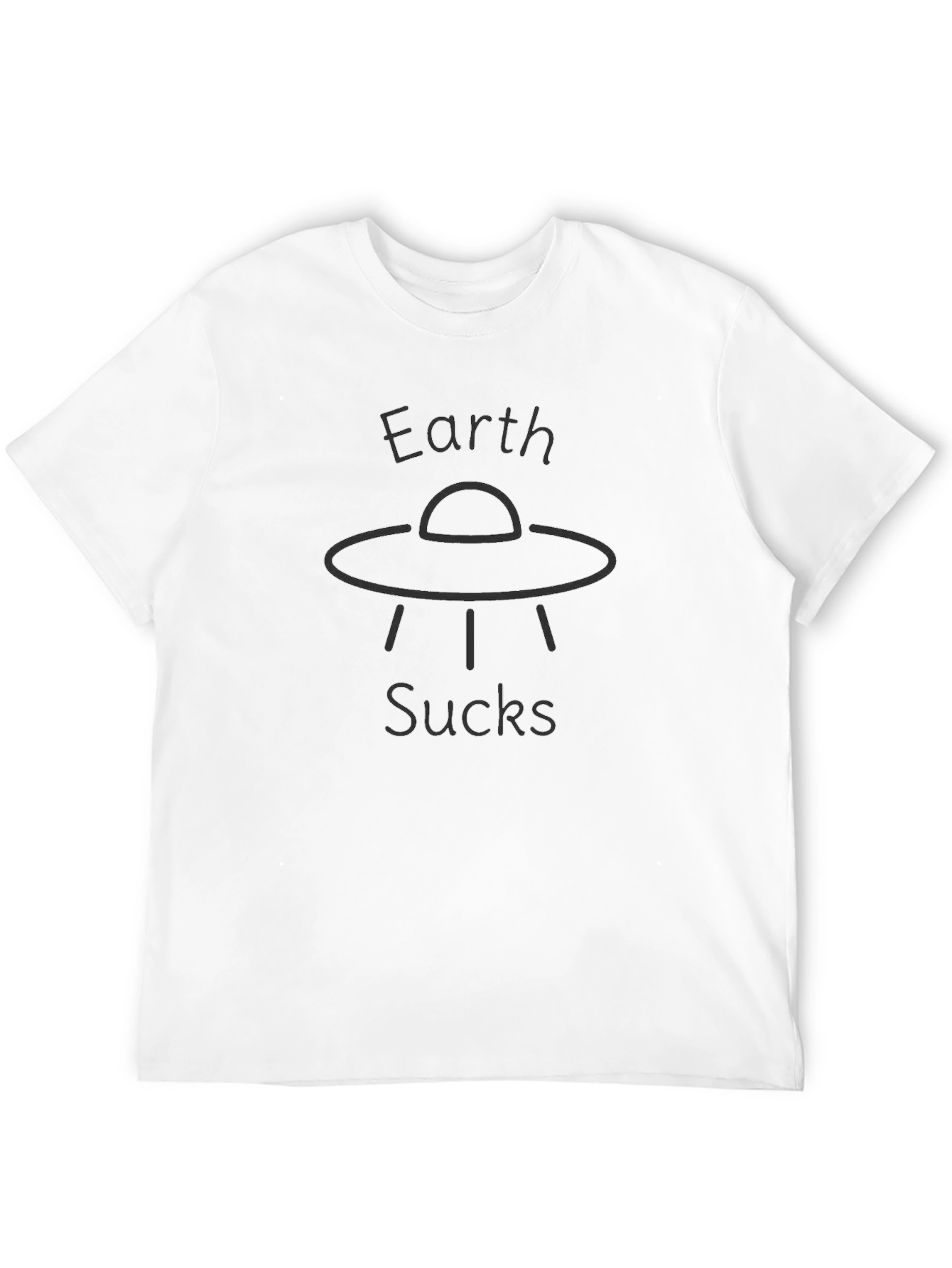 Earth Sucks UFO Graphic T-Shirt - Black Cotton Tee