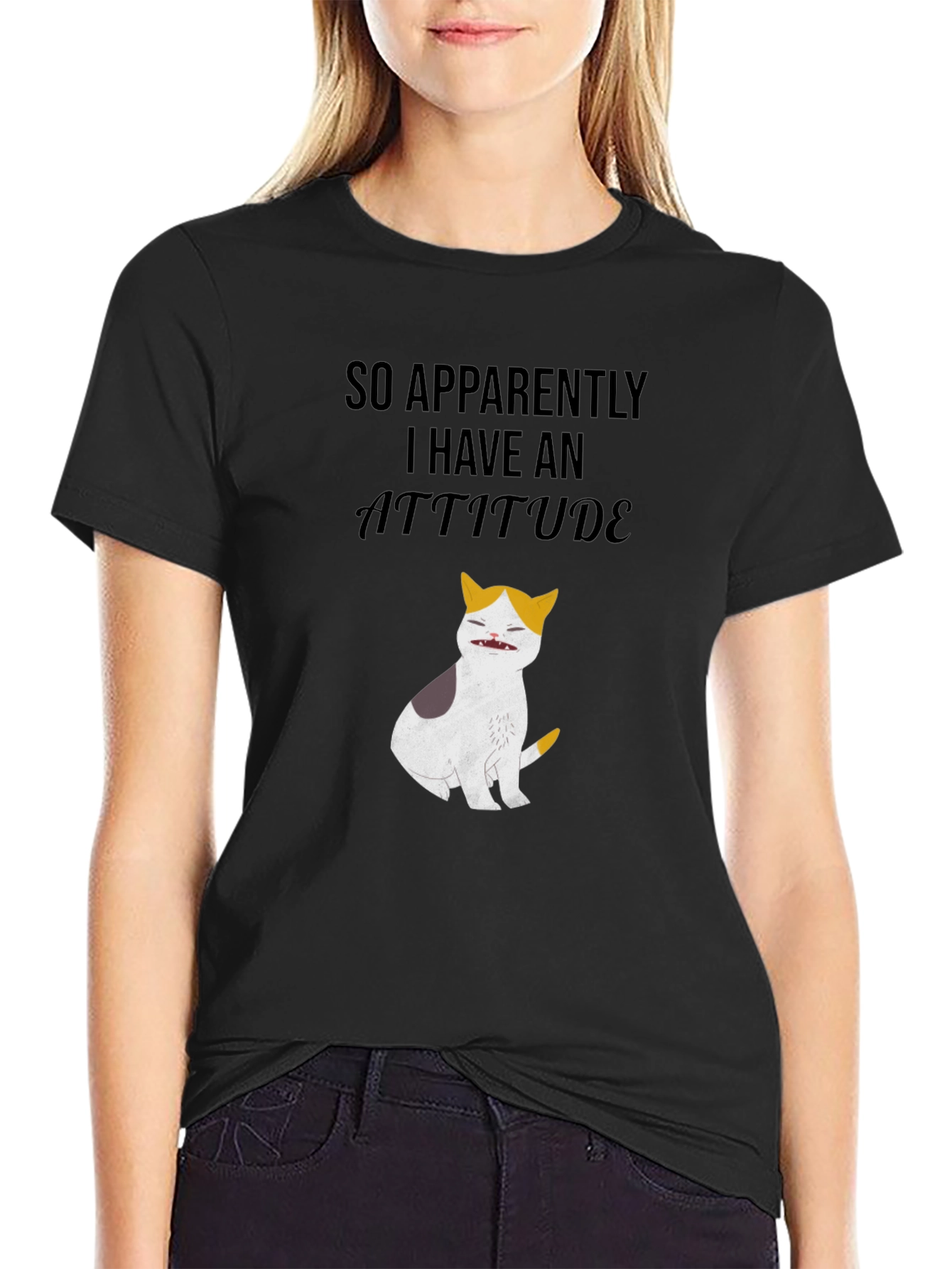 Attitude Cat Graphic Tee - Mens Black T-Shirt