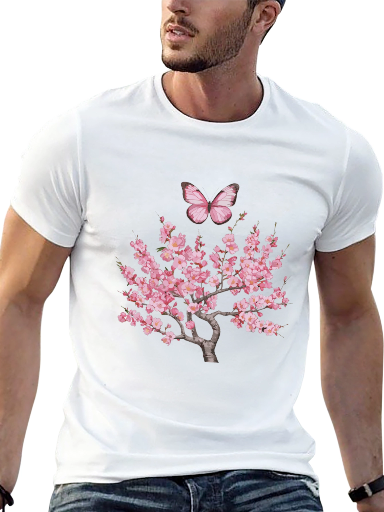 Cherry Blossom Butterfly Graphic Tee