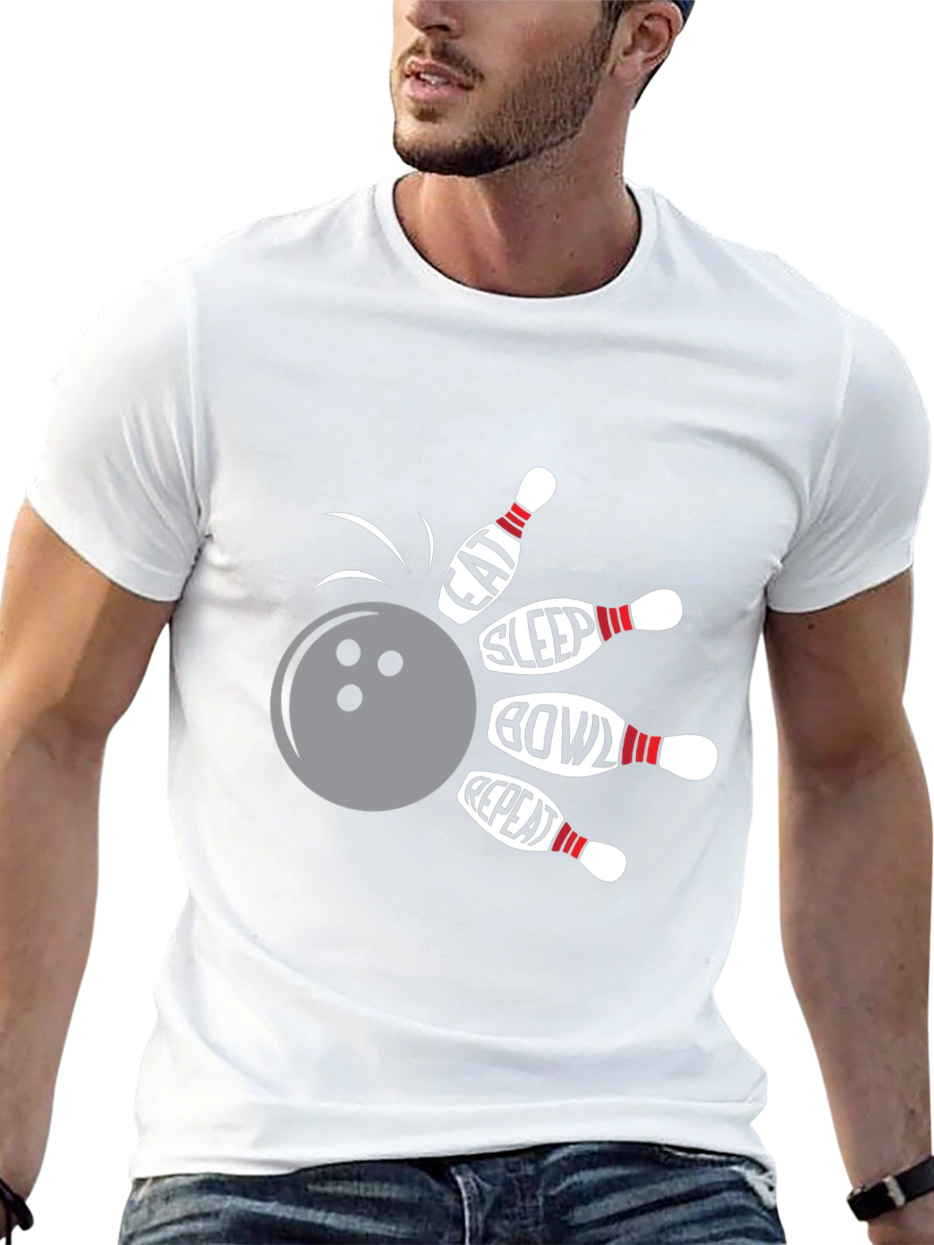 Eat Sleep Bowl Repeat Black Graphic Tee