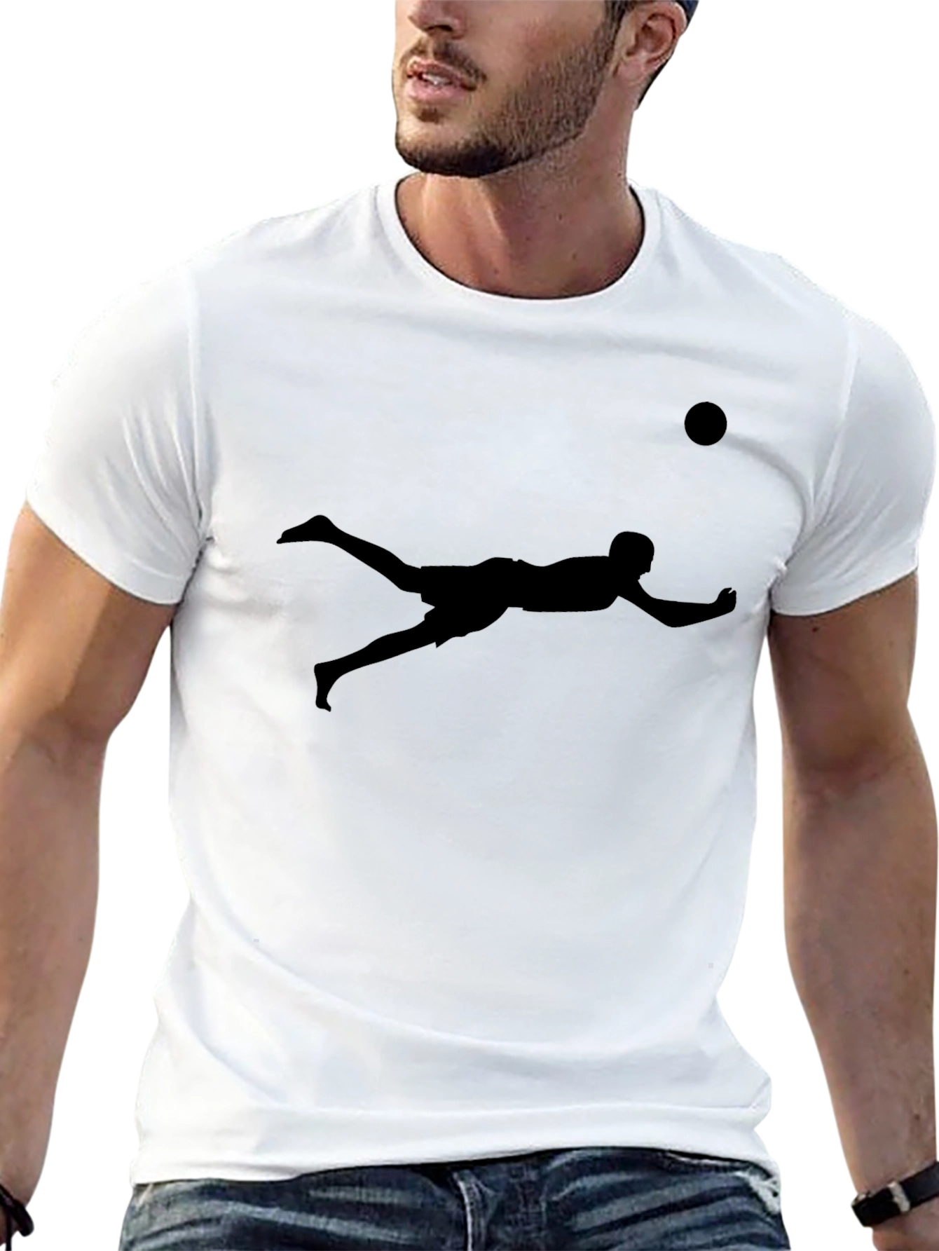 Black Soccer Player Silhouette T-Shirt