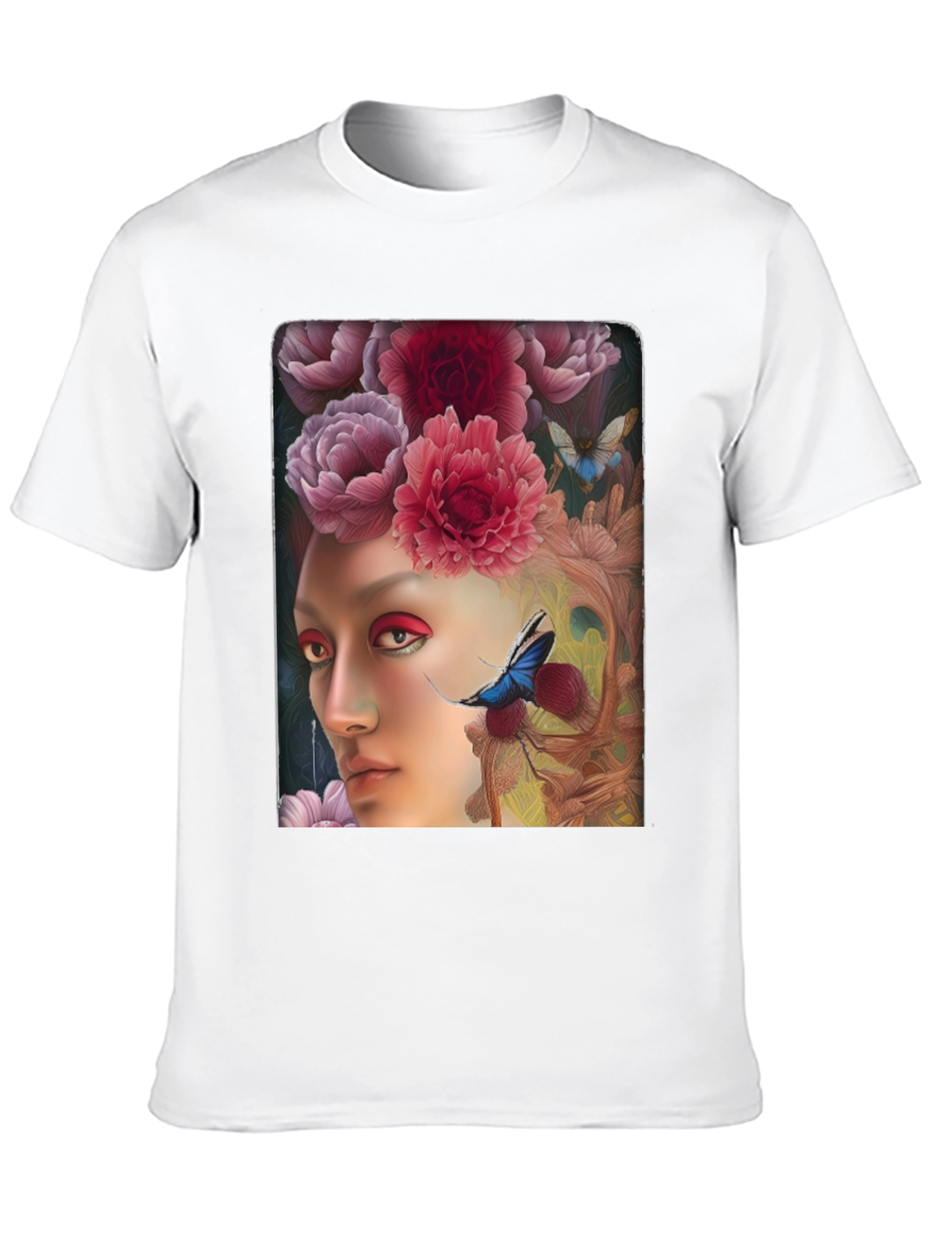 Floral Face Graphic Black T-Shirt