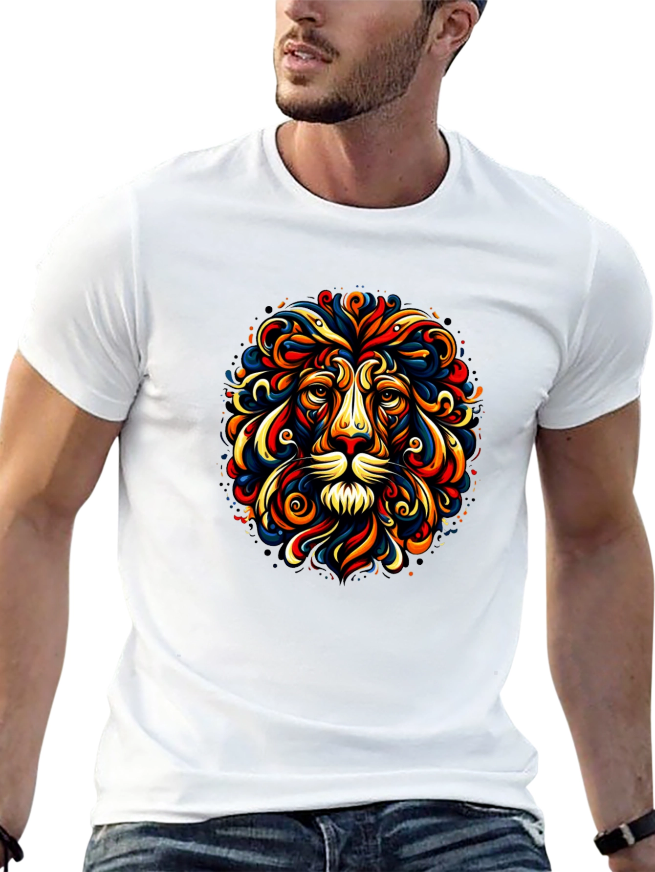 Lion Art Black T-Shirt - Vivid Graphic Tee