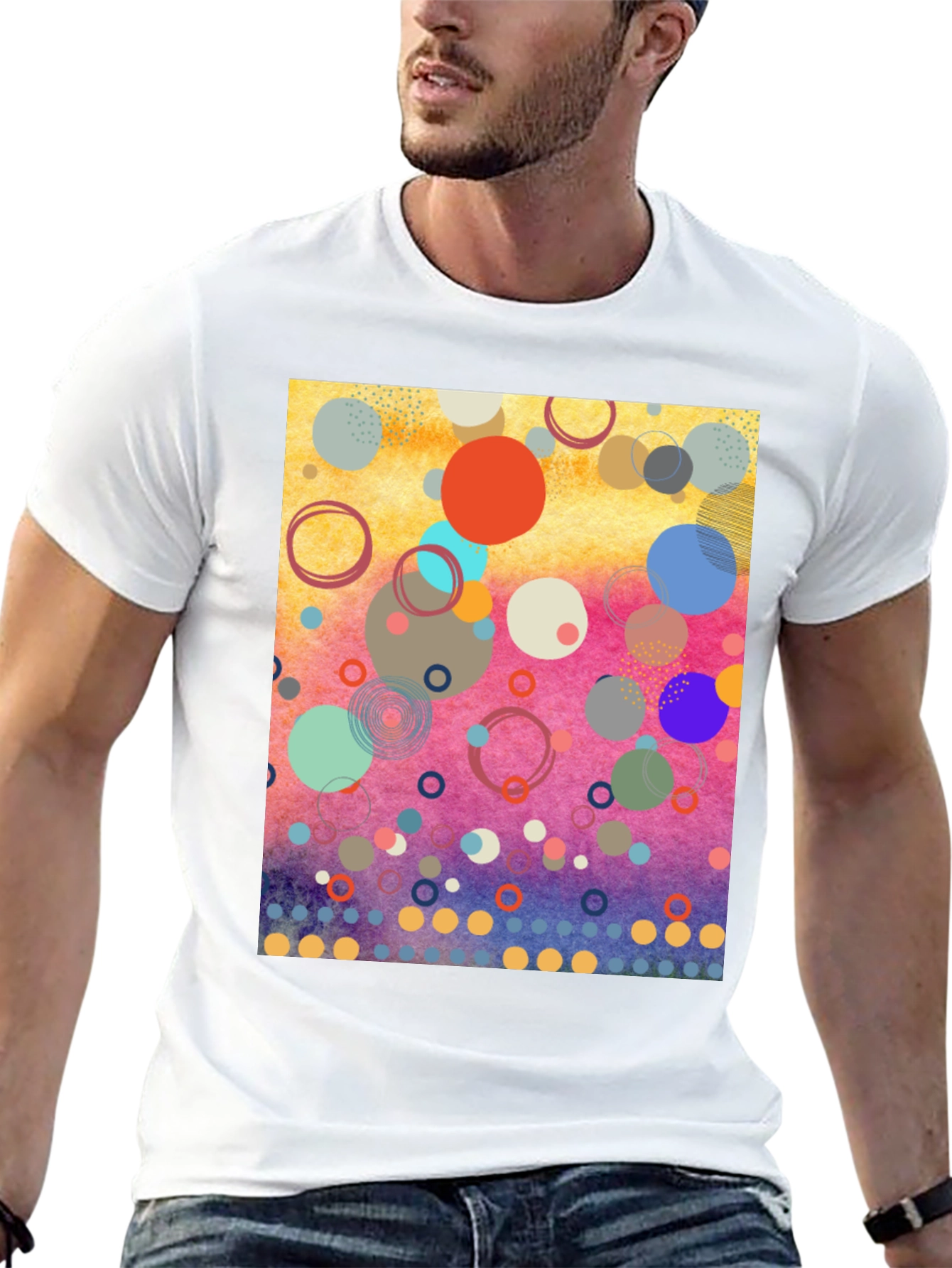 Abstract Circles Graphic Tee - Modern Art Shirt