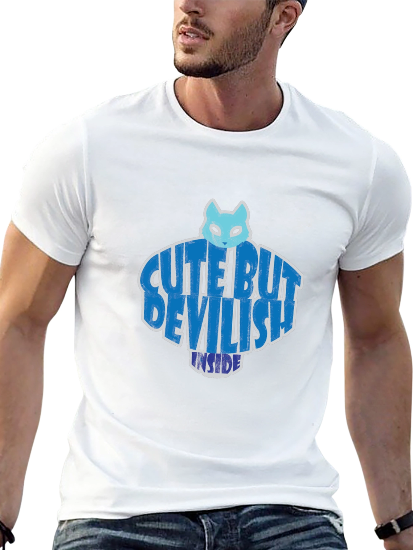 Cute But Devilish Inside Graphic Tee - Black