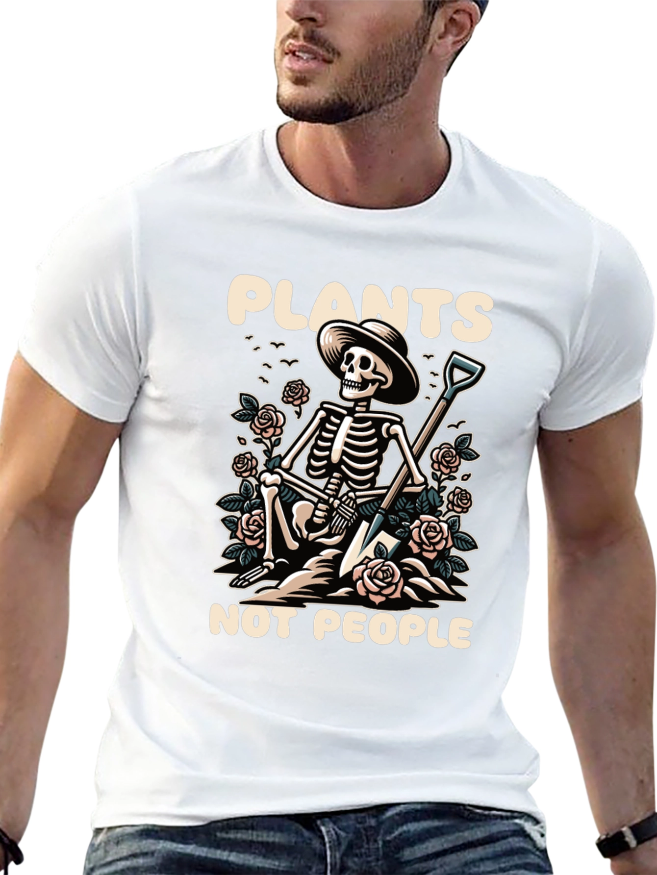 Plants Not People Skeleton Gardener T-Shirt