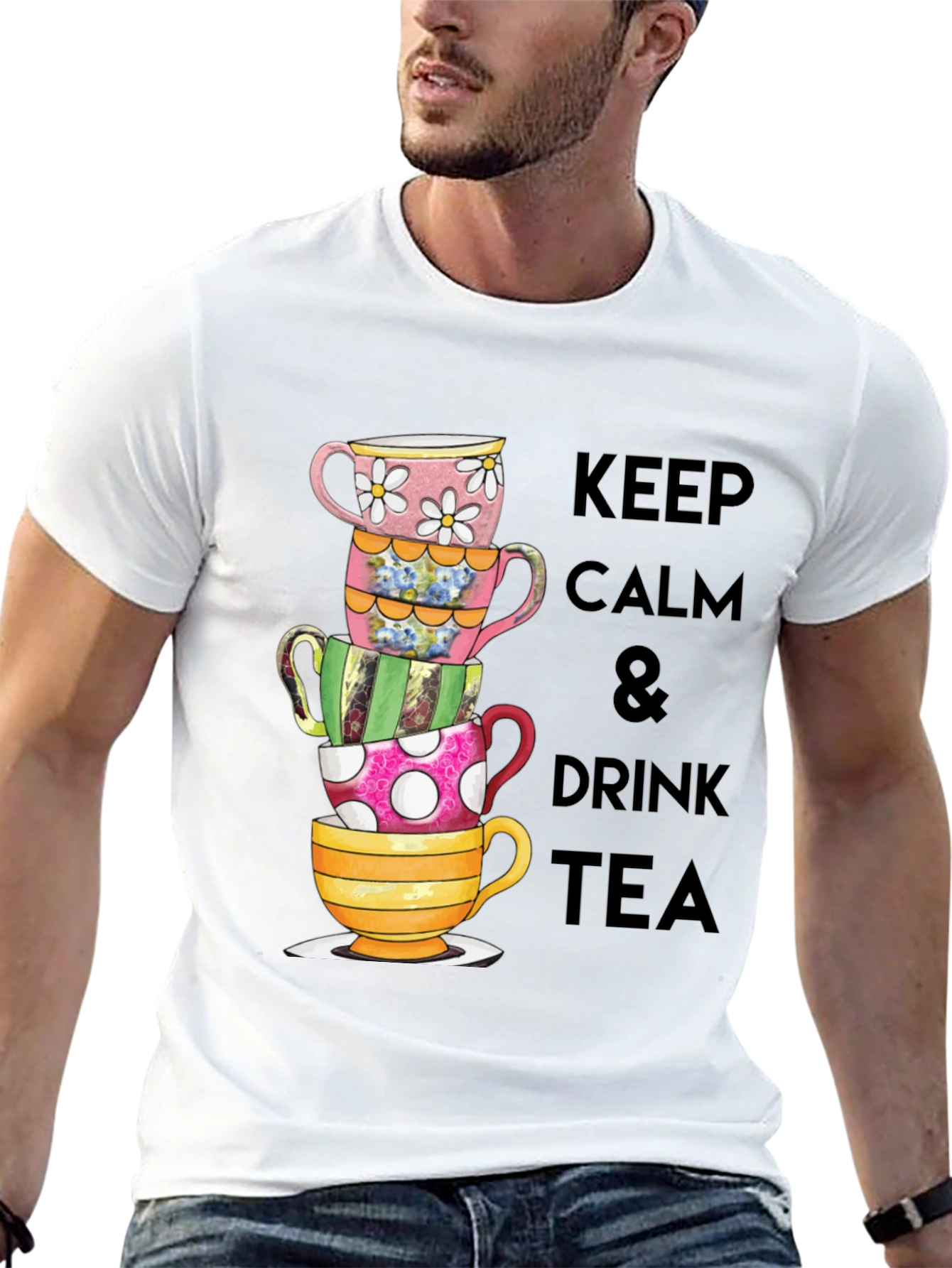 Keep Calm & Drink Tea Graphic T-Shirt
