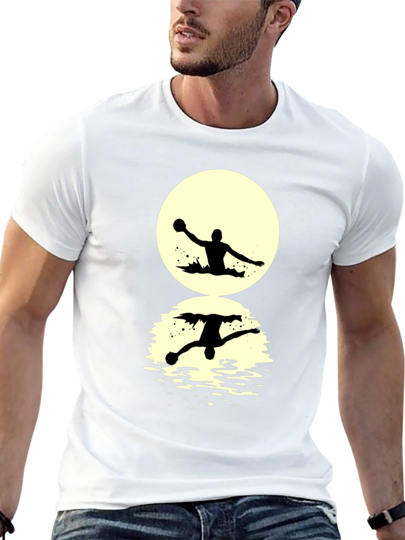 Water Polo Silhouette T-Shirt - Unique Reflection Design